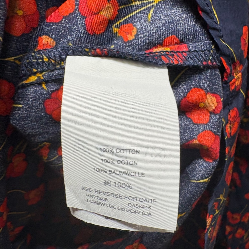 J.Crew Liberty Art Fabric Button Down Shirt Size 10 Floral Navy Peter Pan Collar - Picture 5 of 12